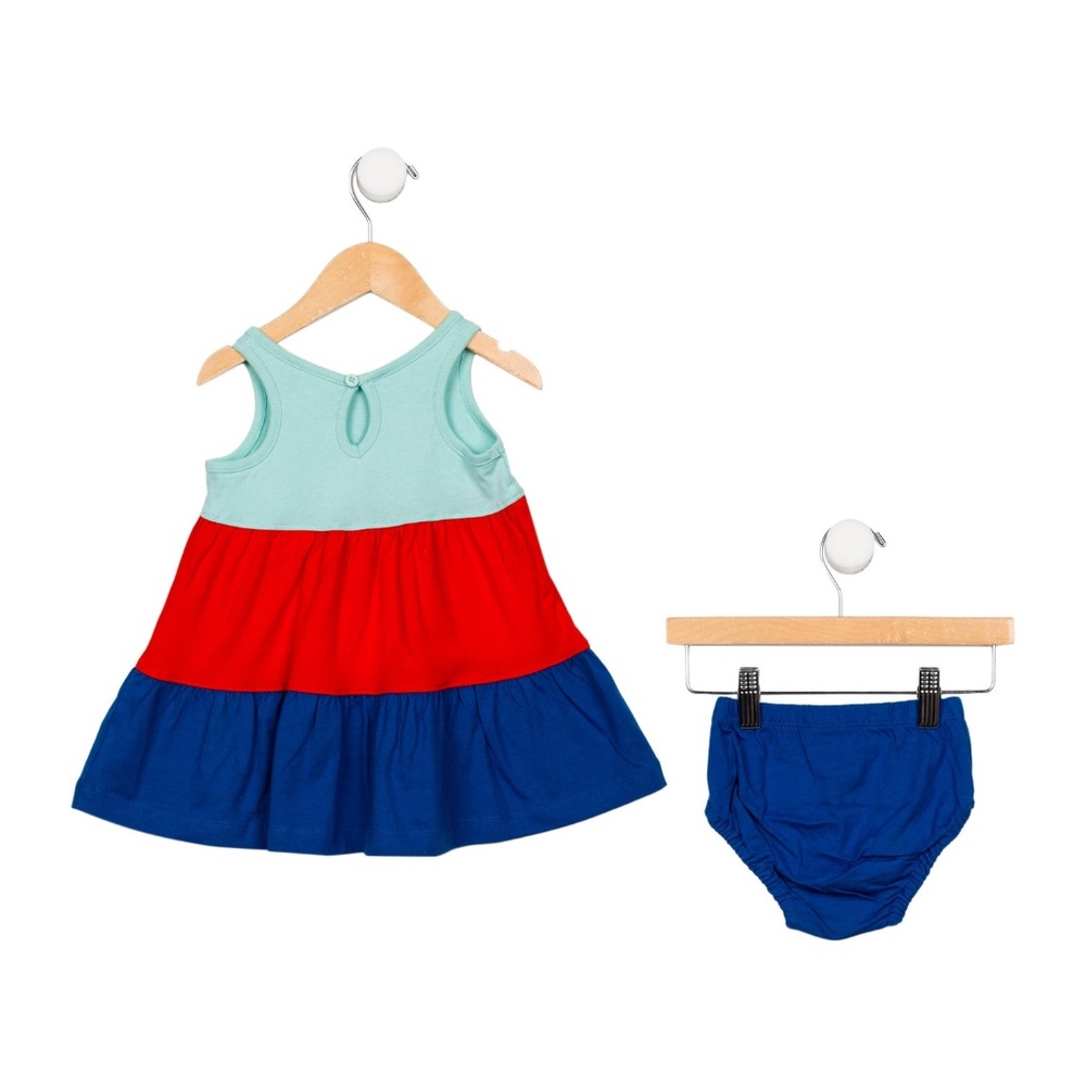 HANNA ANDERSSON Girls' Colorblock Tiered Dress - Picture 2 of 2